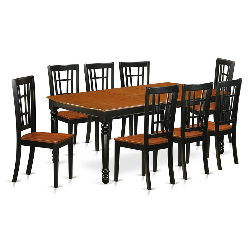Pemberly Row 9-piece Dining Table and Chair Set in Black and Cherry