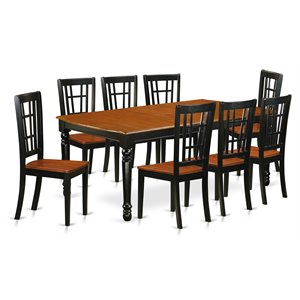 Pemberly Row 9-piece Dining Table and Chair Set in Black and Cherry
