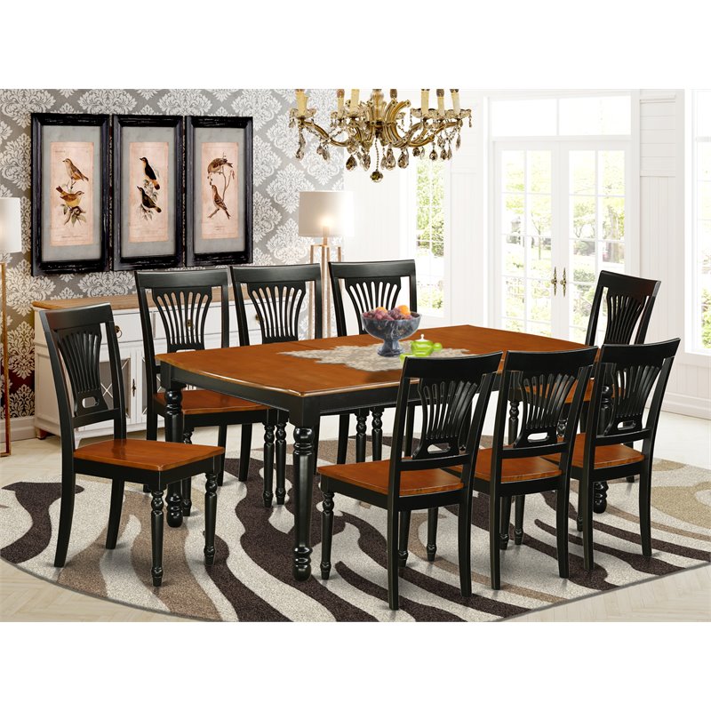 Pemberly Row 9-Piece Wood Dining Set in Black and Cherry Finish