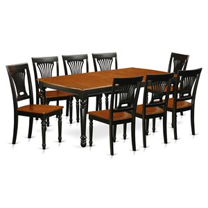 Pemberly Row 9-Piece Wood Dining Set in Black and Cherry Finish