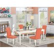 Pemberly Row 5-Piece Dining Set in Linen White and Pink Flamingo Finish