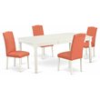 Pemberly Row 5-Piece Dining Set in Linen White and Pink Flamingo Finish