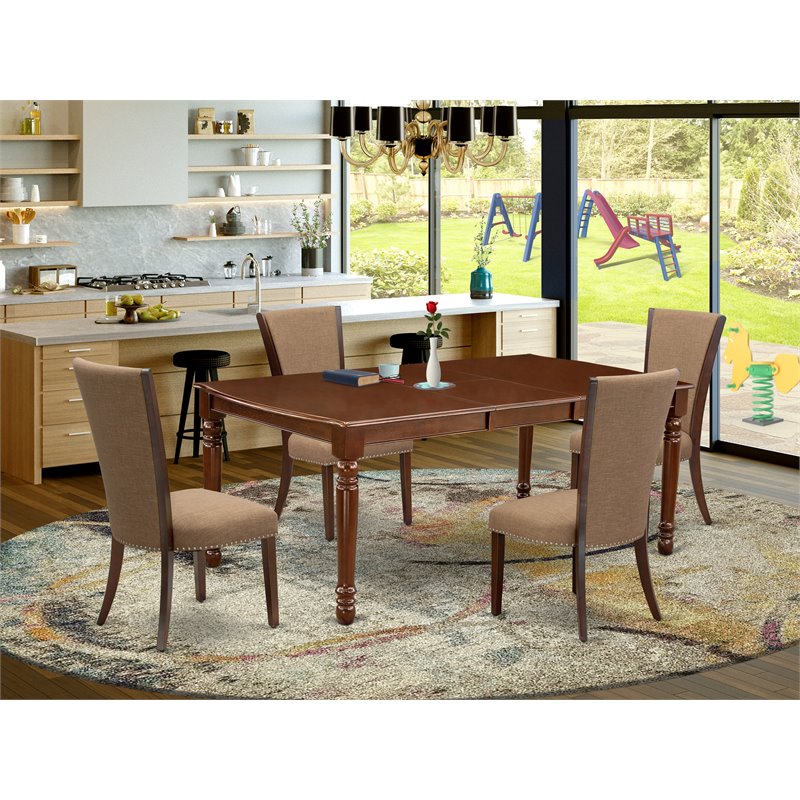 Pemberly Row 5-Piece Wood Dining Set in Mahogany and Light Sable