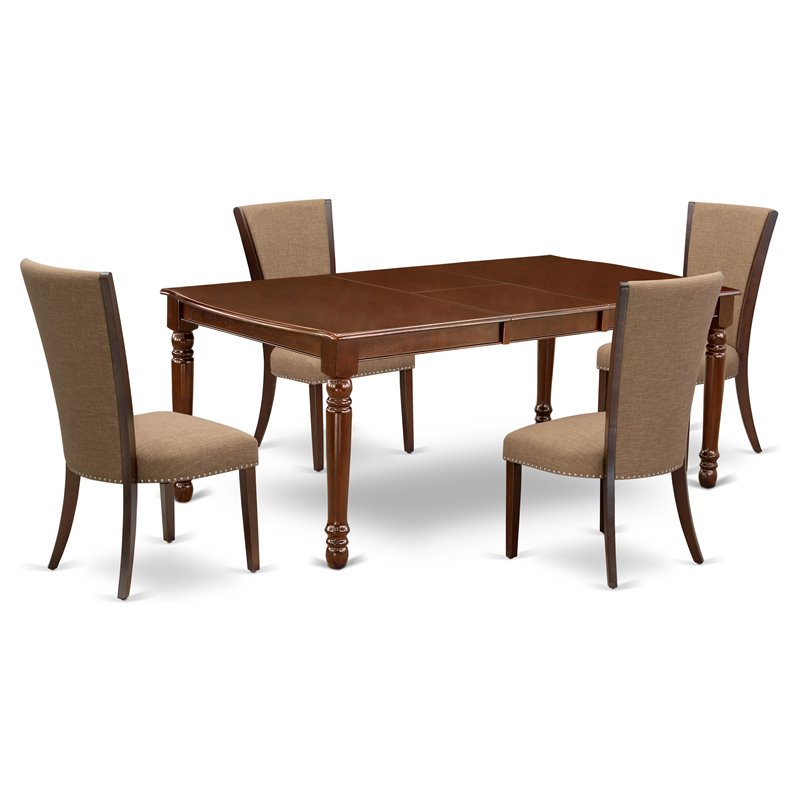 Pemberly Row 5-Piece Wood Dining Set in Mahogany and Light Sable