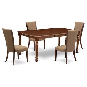 Pemberly Row 5-Piece Wood Dining Set in Mahogany and Light Sable