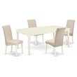 Pemberly Row 5-Piece Wood Dining Set with Parson Chairs in Linen White
