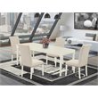 Pemberly Row 5-Piece Wood Dining Set with Parson Chairs in Linen White