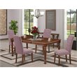 Pemberly Row 5-Piece Wood Dining Set with Parson Chairs in Mahogany
