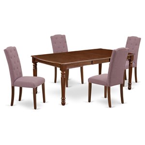 Pemberly Row 5-Piece Wood Dining Set with Parson Chairs in Mahogany
