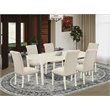 Pemberly Row 7-Piece Dining Set with Beige Upholstered Chairs