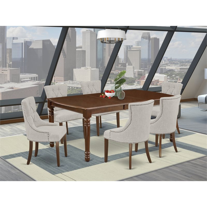 Pemberly Row 7-Piece Dining Set in Wood Mahogany with Self-Storing Leaf