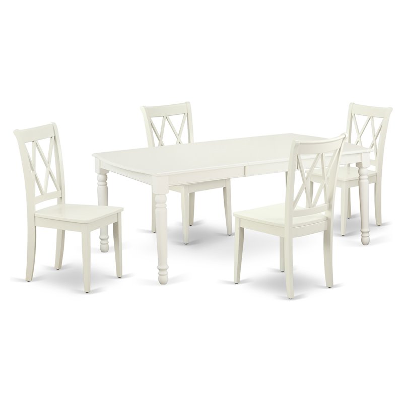 Pemberly Row 5-Piece Wood Dining Set with X-Back Chairs in White
