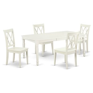 Pemberly Row 5-Piece Wood Dining Set with X-Back Chairs in White