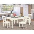 Pemberly Row 5-Piece Wood Dining Set with Slat Back in Linen White