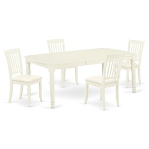 Pemberly Row 5-Piece Wood Dining Set with Slat Back in Linen White