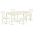 Pemberly Row 5-Piece Wood Dining Set with Slat Back in Linen White