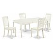 Pemberly Row 5-Piece Wood Dining Set with Slatted Chairs in Linen White