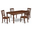 Pemberly Row 5-Piece Wood Dining Set with Slatted Chairs in Mahogany