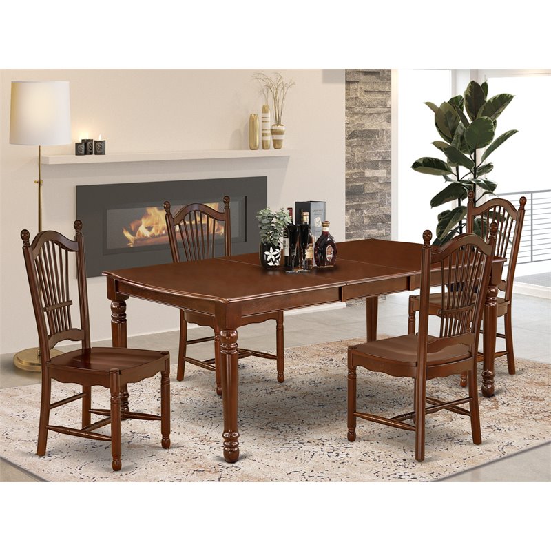 Pemberly Row 5-Piece Wood Dining Room Set in Mahogany
