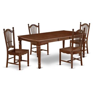 Pemberly Row 5-Piece Wood Dining Room Set in Mahogany