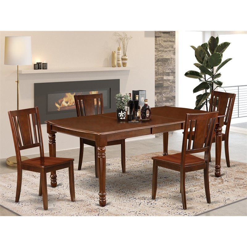 Pemberly Row 5-Piece Wooden Dining Set in Mahogany with Chairs