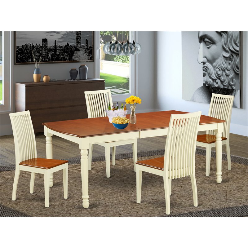 Pemberly Row 5-Piece Wood Dining Room Set in Buttermilk/Cherry
