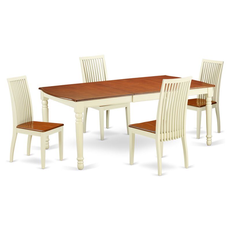 Pemberly Row 5-Piece Wood Dining Room Set in Buttermilk/Cherry