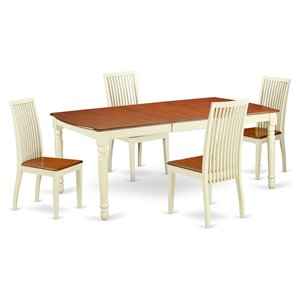 Pemberly Row 5-Piece Wood Dining Room Set in Buttermilk/Cherry