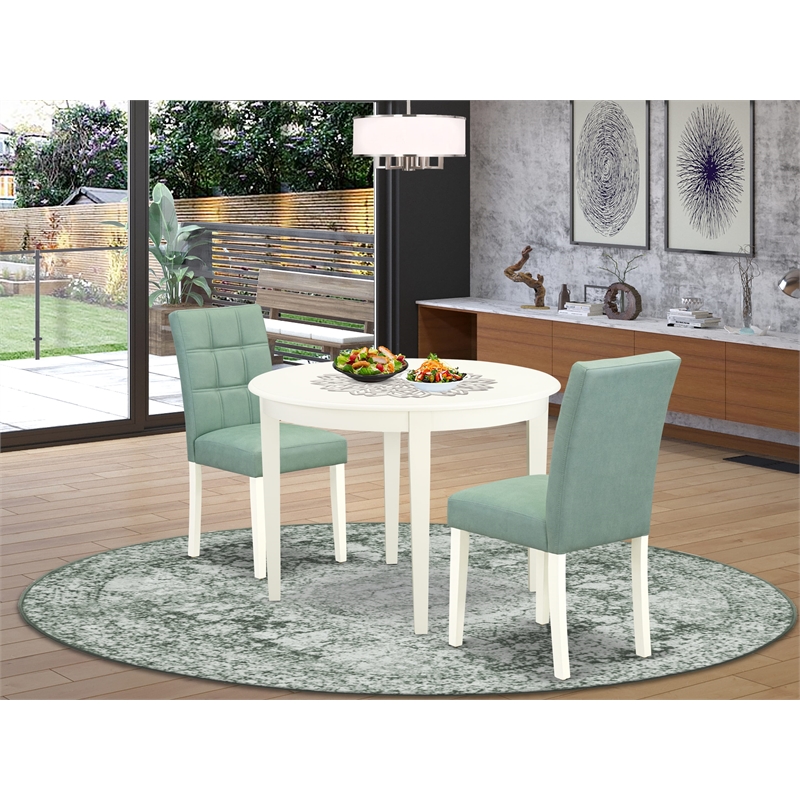 Pemberly Row 3-Piece Dining Table Set in Linen White and Willow Green
