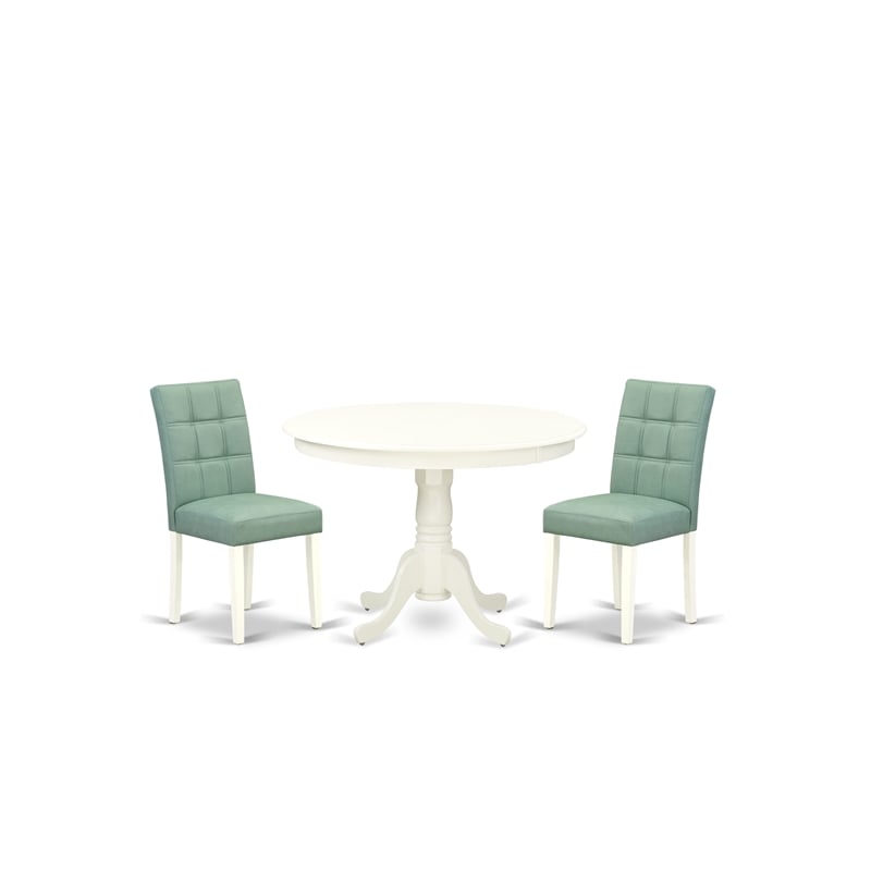 Pemberly Row 3-Piece Dining Table Set in Linen White and Willow Green