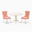 Pemberly Row 3-Piece Dining Set in Linen White with Beige Red Chairs