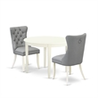 Pemberly Row 3-Piece Kitchen Table Set in Linen White with Light Gray