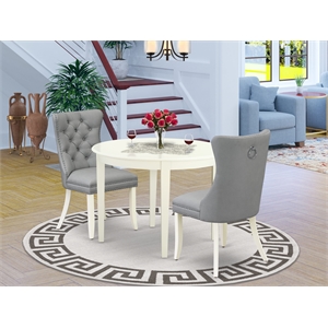 Pemberly Row 3-Piece Kitchen Table Set in Linen White with Light Gray