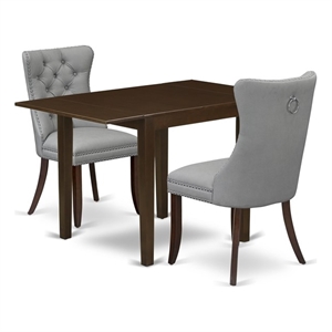 Pemberly Row 3-Piece Mahogany Dining Table Set with Light Gray Chairs
