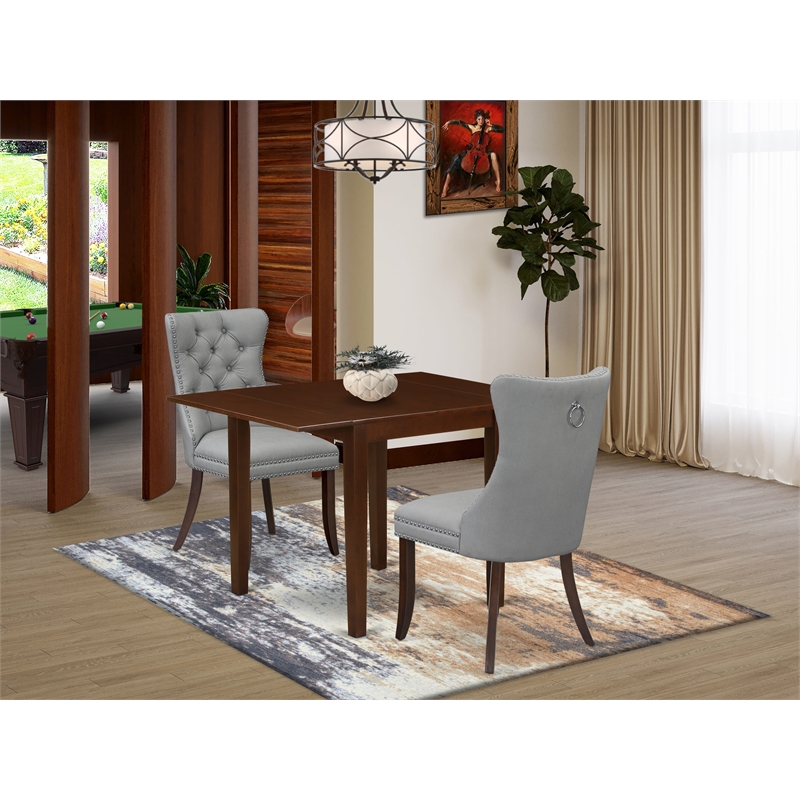 Pemberly Row 3-Piece Mahogany Dining Table Set with Light Gray Chairs