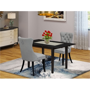 Pemberly Row 3-Piece Black Kitchen Set with Gray Faux Leather Chairs