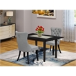Pemberly Row 3-Piece Black Kitchen Set with Gray Faux Leather Chairs