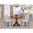 Pemberly Row 3-Piece Dining Set with Faux Leather in Antique Walnut