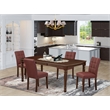Pemberly Row 5-Piece Dining Set with Faux Leather in Mahogany