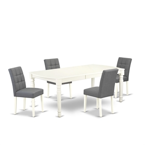 Pemberly Row 5-Piece Dining Room Set in Linen White and Platinum Gray