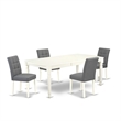 Pemberly Row 5-Piece Dining Room Set in Linen White and Platinum Gray