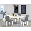 Pemberly Row 5-Piece Dining Room Set in Linen White and Platinum Gray