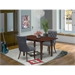 Pemberly Row 3-Piece Dining Table Set in Mahogany and Platinum Gray