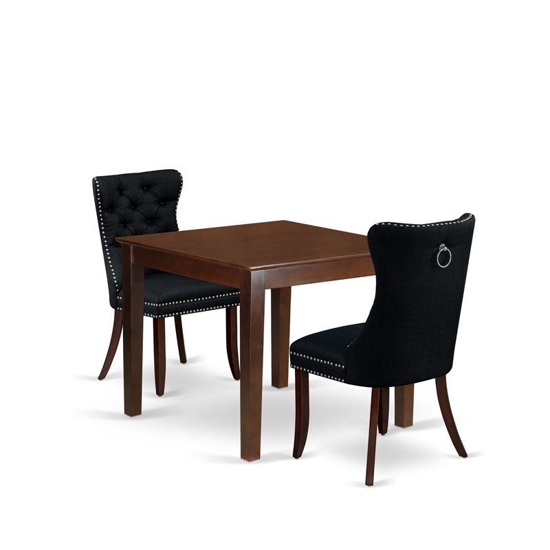Pemberly Row 3-Piece Dining Table Set in Mahogany/Black