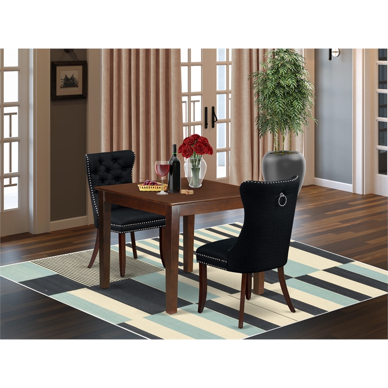 Pemberly Row 3-Piece Dining Table Set in Mahogany/Black