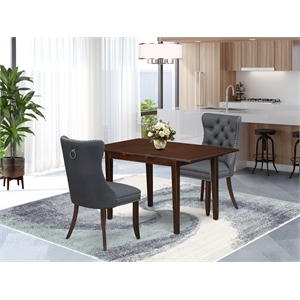 Pemberly Row 3-Piece Rubberwood Dining Set in Mahogany/Platinum Gray