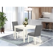 Pemberly Row 3-Piece Kitchen Table Set Square Top Linen White/Platinum Gray