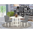 Pemberly Row Round Dining Table Set with Drop-Leaf Linen White/Platinum Gray