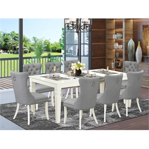 Pemberly Row 9-Piece Dining Room Set with Rubberwood in White/Gray