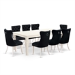 Pemberly Row 9-Piece Dining Set with Butterfly Leaf in Linen White & Black